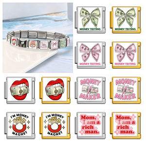 Bracciale Unisex in Acciaio Inox 304 con Charm a Tema Banconota Italiana Placcato in Platino 9mm per Regalo di Matrimonio/Anniversario - Product Image 1