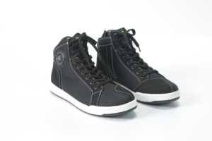 SOMMY Zapatos de moto de caña alta para hombre – Botas de carreras urbanas de lona con cremallera lateral y correa en el tobillo, antideslizantes, informales - Product Image 4