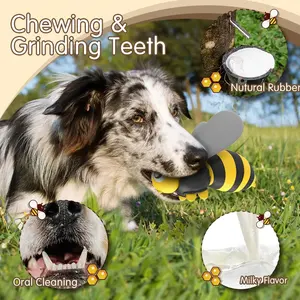 Giocattoli divertenti per animali domestici 2023 KINYU in gomma resistente ai morsi e materiale in velluto con ali d'ape che vibrano giocattoli interattivi per cani dal suono - Product Image 3