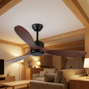 42 52 Inch DC Motor Ceiling Fan 3 Wood Blades <b>Remote</b> Control Modern Living Room Fan With LED Light - Product Image 1