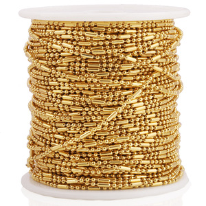Cadena de acero inoxidable con cuentas, relación 3:1, color dorado, para la fabricación de pulseras, accesorios de joyería DIY H1465 - Product Image 1