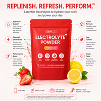 Poudre d'électrolytes OEM citron-fraise pour la gym, la course, le cyclisme, l'hydratation, la récupération énergétique, la reconstitution, boisson sportive pour adultes