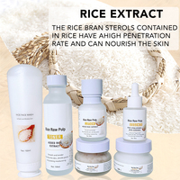 Ensemble de crème de sérum de riz hydratante et éclaircissante pour la peau, vente chaude, logo personnalisé, vegan, marque privée, ensemble de soins de la peau au riz