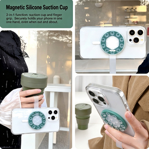強力磁気吸着式スマホスタンド シリコン製ランヤード付き ポータブル携帯ホルダー 壁/ガラス/鏡用モバイルフォンマウント 日常使いに - Product Image 6