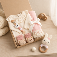 KAIYUE Coffret Cadeau Bébé Lapin au Crochet, Barboteuse Tricotée à Pois, Couverture en Mousseline, Cadeau de Naissance, Vente en Gros OEM ODM