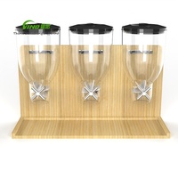 Distributeur de nourriture sèche en gros et OEM avec base en bois, présentoir de comptoir pour bonbons, grains de café, noix et snacks