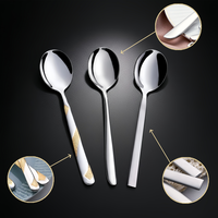 Grande cuillère ronde en acier inoxydable, cuillère à soupe, ensemble de couverts avec poignée personnalisable pour les cuisines d'hôtel