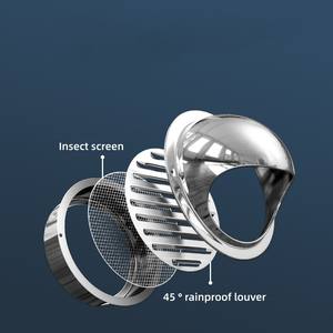 Cheminée de cuisine hotte extérieure grille d'air externe couvercle de ventilation pour la ventilation 304 201 hotte en acier inoxydable conduit bouchon de ventilation - Product Image 2
