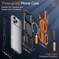 Funda Magnética para iPhone 17 Pro Max, Air 17e, 16 Plus, 15 Pro, 14 con Soporte y Marco Frontal, Protección Resistente a Caídas, Carcasa Rígida