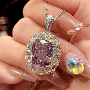 Fashion Eco-friendly Copper Gold Plated 12*16MM Zircon <b>Big</b> Shinny Stone Pendant Ring Jewellery Set for Womens - Product Image 4