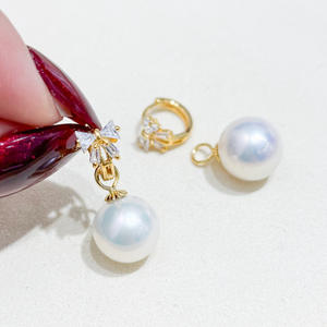 S925 Silver DIY <b>Pearl</b> <b>Earrings</b> Accessories with Empty Tray Bow 8-13mm Round Bead 22126 Jewelry - Product Image 1