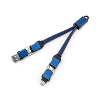 Câble de charge portable 4-en-1 en nylon tressé avec porte-clés, charge rapide 60W, USB-A vers Type-C, transfert de données, cadeau promotionnel