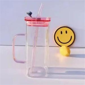 Botella de vidrio cuadrada con asa, de alta calidad para el hogar, con pajita, resistente al calor, de fondo plano, apta para calentar. - Product Image 4