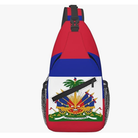 Sac bandoulière personnalisé de haute qualité avec drapeau d'Haïti, logo personnalisé, sac de poitrine, sac à dos bandoulière, sac de voyage