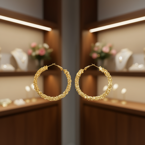 Orecchini a Cerchio E4160 in Oro per Donna, Trendy con Cristalli e Strass, Taglio Brillante Rotondo, Montatura a Griffe, in Lega di Zinco, Gioielli alla Moda per Feste - Product Image 2