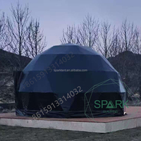 Tentes de luxe en forme de dôme géodésique pour glamping, 4 saisons, avec partie transparente en verre