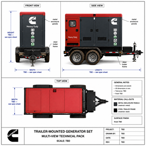 เครื่องกำเนิดไฟฟ้าดีเซล Cummins Yuchai Weichai Perkins 200-300kva แบบ 3 เฟส โครงเปิด สตาร์ทอัตโนมัติ แรงดันไฟฟ้า 230V พร้อมตัวเลือก ATS - Product Image 4