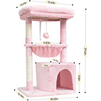 Arbre à chat rose pour chats d'intérieur, tour moderne avec poteau à gratter