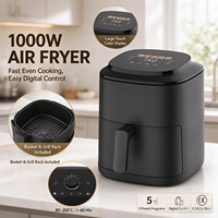 ANBOLIFE OEM Friteuse à air compacte 1000W 2L sans PFAS, boîtier en plastique, revêtement antiadhésif, contrôle numérique, pour la maison, directement de l'usine