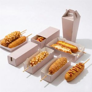 Customizable Korean Cheese Corn <strong>Dog</strong> Box 5 Corn <strong>Dogs</strong> Stick Divider Recycled Paperboard Foldable Design Embossed Printing Milk - Product Image 3