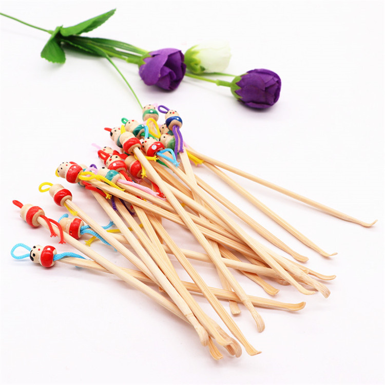 Ухочистка из бамбука, ухочистка, восковой Воск, очиститель, ухочистка, инструмент для чистки с красивой китайской кукольной головой