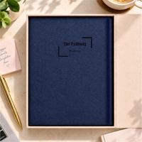 Agenda-planificateur personnalisé A5 en cuir PU bleu marine, couverture rigide, gaufrage, pour la planification de carrière 2026-2027, avec boîte