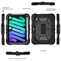 Étui de protection en gros pour tablette iPad Mini 8 2026 8 pouces avec support rotatif à 360 degrés, dragonne et bandoulière pour B2B