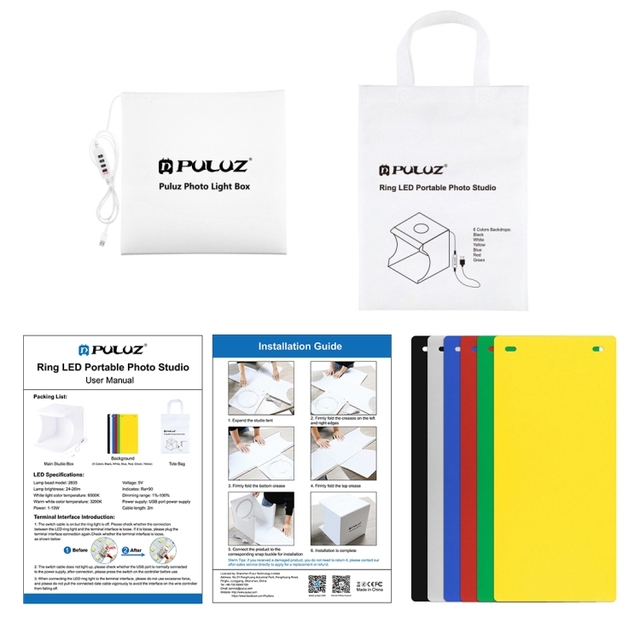 PULUZ Wholesale Dropship Foldable Mini Portable 20cm Folding Ring LED Panel Lightbox Softbox Photography Photo Studio Box