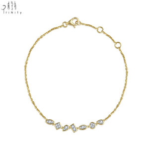 Newest Products Minimalist Irregular Handmade Exquisite <b>Bracelet</b> Jewelry 18K Solid Yellow <b>Gold</b> Real Natural Diamonds <b>Bracelet</b> - Product Image 1