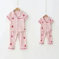 Pajamas Pajama 100% Cotton Pajamas For Women Set Kids Summer Clothes Girls Sleepwear Mother And Daughter Pajama Matching Outfits