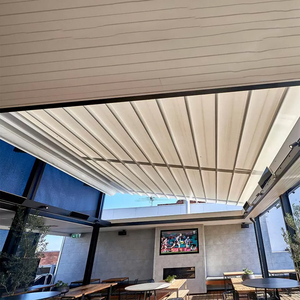 Auvent rétractable en tissu PVC pour restaurant et café en intérieur avec télécommande <span class=keywords><strong>sans</strong></span> <span class=keywords><strong>fil</strong></span> et bandes lumineuses LED réglables - Product Image 1