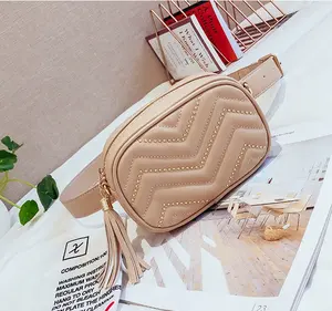 china supplier ladies quilted fanny pack Girls fashion pu leather belt chain waist bag wholesale