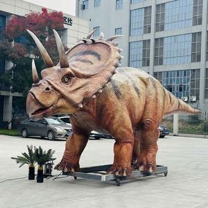 Statue de dinosaure Triceratops animatronique géante de 8 mètres de long avec composants métalliques pour parcs à thème, centres commerciaux et aéroports - Product Image 4