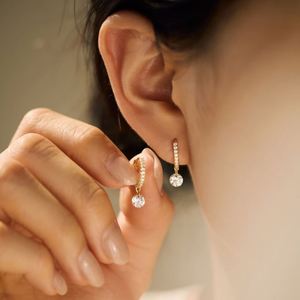 Dylam Jewelry Supplier Manufacturer 925 <b>Silver</b> Elegance Design Dangle 5A Zirconia <b>Clip</b>-on Hoop Earrings Jewelry for Women - Product Image 4