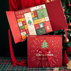 Kotak Kalender Hitung Mundur Natal Kustom dengan Pintu Ganda, Pita Satin, Desain Pohon, Kotak Kejutan Mainan, Grosir - Product Image 1