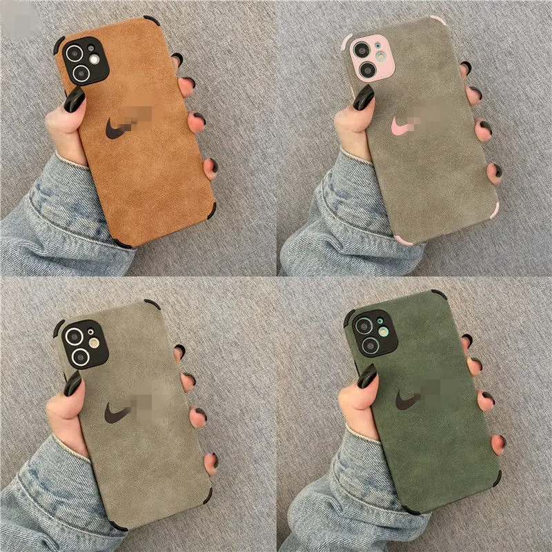 Free shipping shockproof back cover phone cases for iPhone 13 pro 12 11 XSmax Ni ke soft TPU suede phone case
