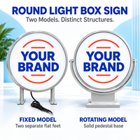 Vente directe d'usine, panneau publicitaire LED rond mince à fixation murale, boîte à lumière rotative, boîte à lumière double face