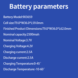Batterie LiPo OEM 3,7 V 2500 mAh, rechargeable, avec fils, pour appareils intelligents, traceurs GPS et équipements médicaux - Product Image 5