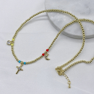Effectuer des Fournitures En Laiton À La Main Perles En Verre Perles Colliers Avec <span class=keywords><strong>Smlie</strong></span> Visage Croix Coeur Lune Charmes - Product Image 4