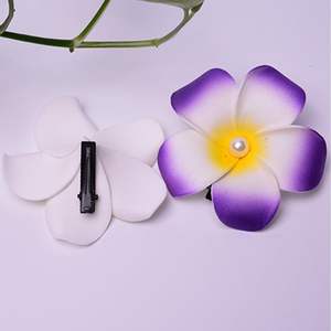 Pince à Cheveux Artisanale Fleur d'Œuf Rose Artificielle Frangipanier 4-11CM pour Vacances en Bord de Mer - Product Image 6