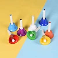 Instrument de percussion pour enfant en gros, clochettes à main en plastique colorées arc-en-ciel à 8 notes, instrument de musique