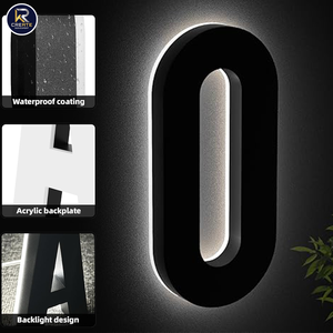 Numéros de maison solaires lumineux de <span class=keywords><strong>9</strong></span> pouces pour panneau d'adresse LED étanche, lampe numérique personnalisée pour l'extérieur de la maison - Product Image 1