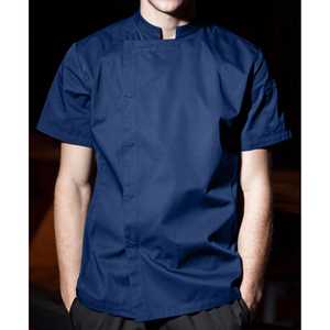 Vêtements <span class=keywords><strong>de</strong></span> chef confortables pour hommes en sergé, couleur unie, col montant, manches courtes, <span class=keywords><strong>tenue</strong></span> <span class=keywords><strong>professionnelle</strong></span> pour la <span class=keywords><strong>cuisine</strong></span>, uniformes <span class=keywords><strong>de</strong></span> bar - Product Image 5