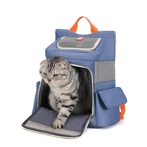 Cat <b>Backpack</b> Large Capacity Breathable Oxford Fabric <b>Pet</b> <b>Carrier</b> For Travel Outdoor Use Haze Blue Color - Product Image 5