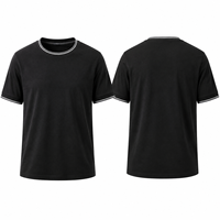 T-shirt décontracté pour homme, col rond, bordure contrastée, doux, respirant, manches courtes, t-shirt basique décontracté pour homme, à porter tous les jours