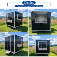 Remorque alimentaire mobile carrée noire durable à unité fermée, à essieu unique, conçue pour les opérations de concession de grande capacité dans les rues et lors d'événements