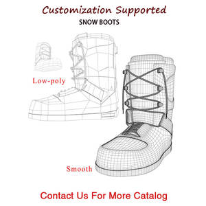 Xinzirain Custom inverno nuovi stivali corti in pelliccia sintetica stile zampa di gatto fodera calda da donna a metà polpaccio tacco piatto stivali da neve per donna - Product Image 2