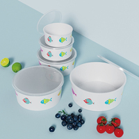 Boîte à lunch personnalisée en plastique recyclé RPET Conteneur alimentaire pour enfants Boîte à lunch Conteneur alimentaire rond Passe au micro-ondes