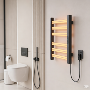 Calentador de Toallas Eléctrico de Temperatura Constante, <span class=keywords><strong>Toallero</strong></span> Calefactado de Aluminio <span class=keywords><strong>con</strong></span> <span class=keywords><strong>Termostato</strong></span> <span class=keywords><strong>Digital</strong></span>, Panel Táctil, Diseño que Ahorra Espacio - Product Image 3