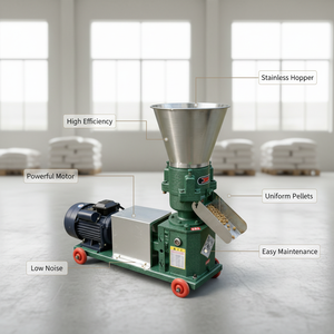 Machine à granulés et granulateur à haut rendement, à double usage sec et humide, pour l'élevage de bétail et de volailles, destinée à la production agricole et domestique - Product Image 3
